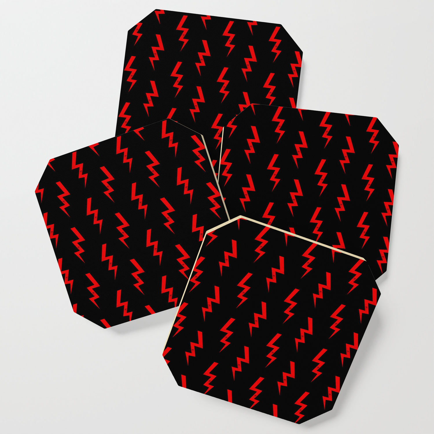 Lightning Bolt Fun Pattern Decor Red And Black Boys Room Nursery Superhero Coaster By Charlottewinter Society6