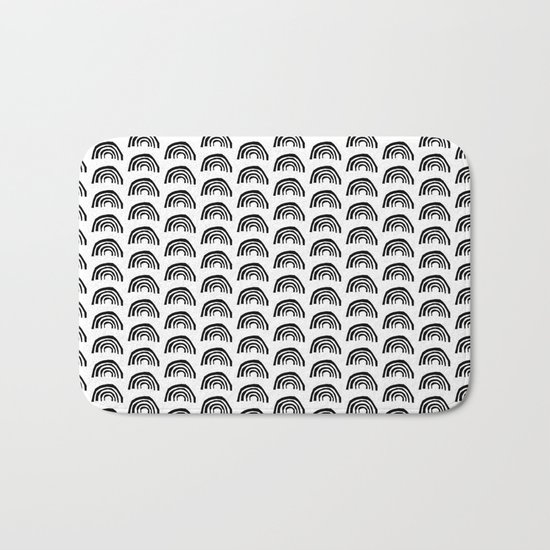 Rainbows modern minimal painting abstract non binary gender neutral black and white art illustration Bath Mat