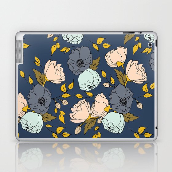 Flowers in Blue Laptop & iPad Skin