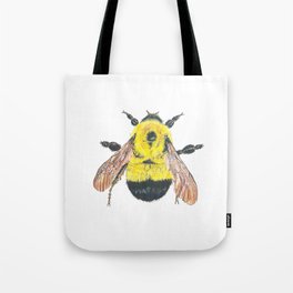 Yellow Black and White Bumble Bee Vintage Illustration Tote Bag