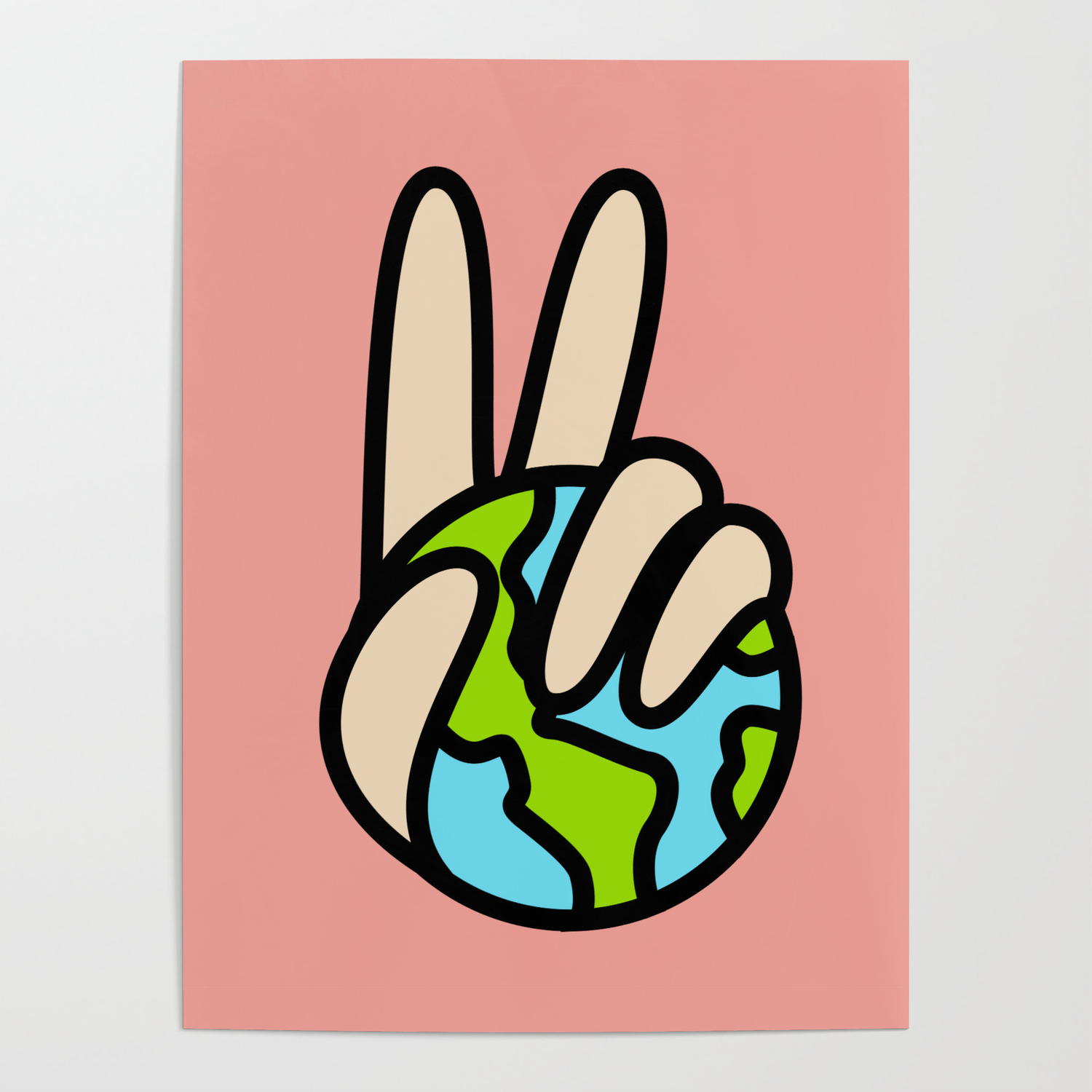 World Peace Planet Earth Symbol V Sign Poster By Baz Grafton Society6