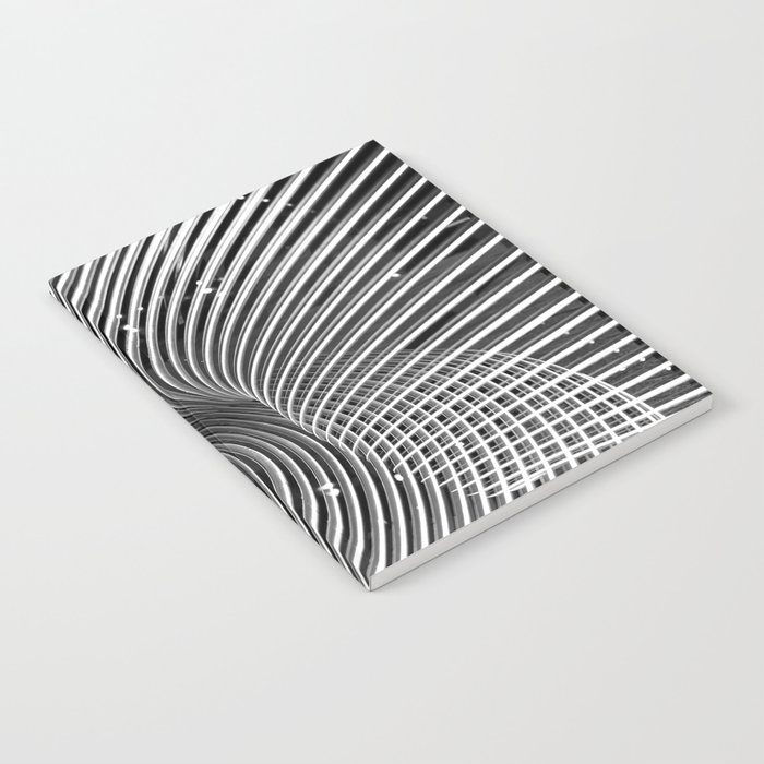 Abstract steel metal chrome curved lines black and white  Notebook