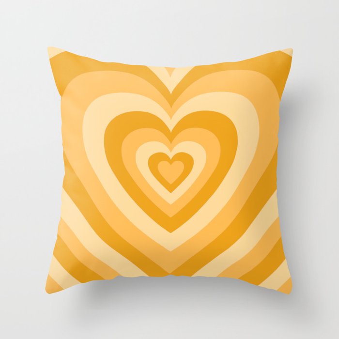 Yellow Mustard y2k Heart Layers Throw Pillow