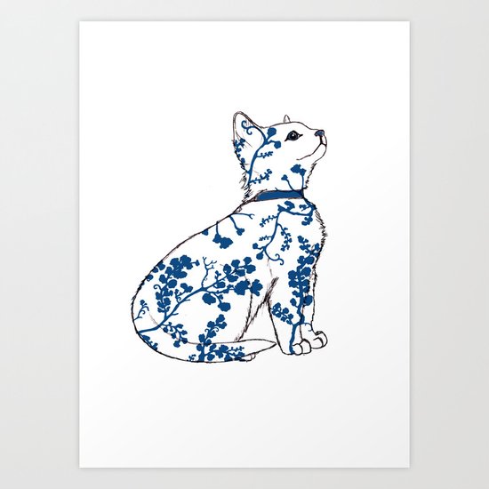 Floral Kitten Art Print