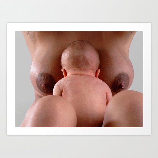 8522-Am Nude Mother Breastfeeding Loving Her Naked Infant -5632