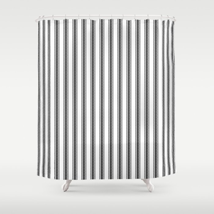 Black And White English Rose Trellis In Mattress Ticking Stripe Shower Curtain By Podartist Society6 Mattress Ticking Stripe Shower Curtain, Ticking Shower Curtain