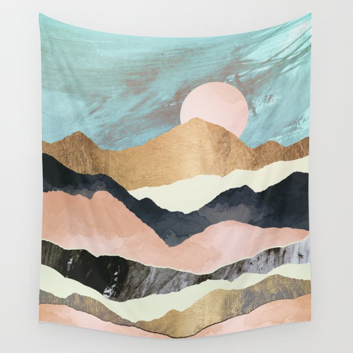 Pink Mountains Wall Tapestry