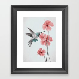 Hummingbird with Hibiscus Framed Art Print