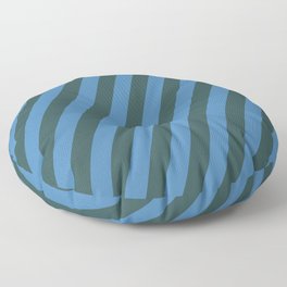 [ Thumbnail: Dark Slate Gray and Blue Colored Striped/Lined Pattern Floor Pillow ]