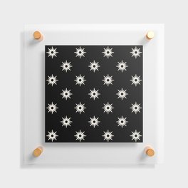 Black atomic mid century white stars pattern Floating Acrylic Print
