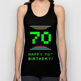[ Thumbnail: 70th Birthday - Nerdy Geeky Pixelated 8-Bit Computing Graphics Inspired Look Tank Top ]