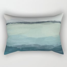 Sea Levels - Seafoam Green Mint Navy Blue Abstract Ocean Art Painting Rectangular Pillow