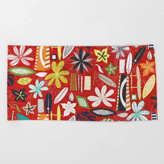 beachy red Beach Towel
