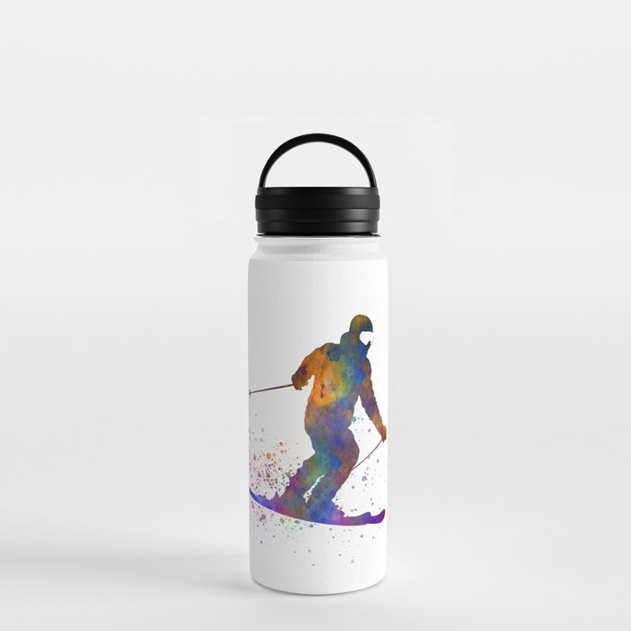 Skier in watercolor Water Bottle