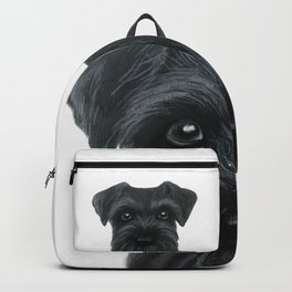 Black Schnauzer, Dog illustration original painting print Backpack | Pet, Popart, Fluffy, Acrylic, Schnauzer, Modern, Black, Dog, Cute, Portrait 