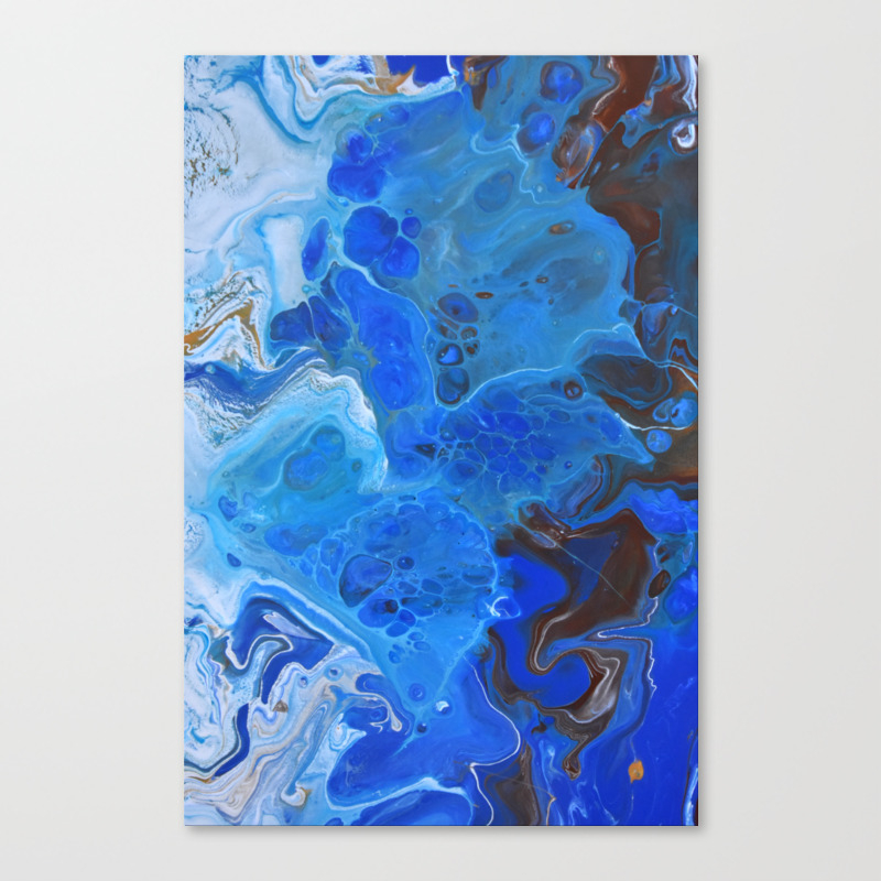 Storm Surge Blue And Brown Fluid Acrylic Abstract Painting Canvas Print By Colorflowcreations Society6