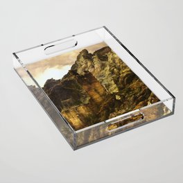 Rocky landscape Gorge with ruins - Carl Friedrich Lessing  Acrylic Tray