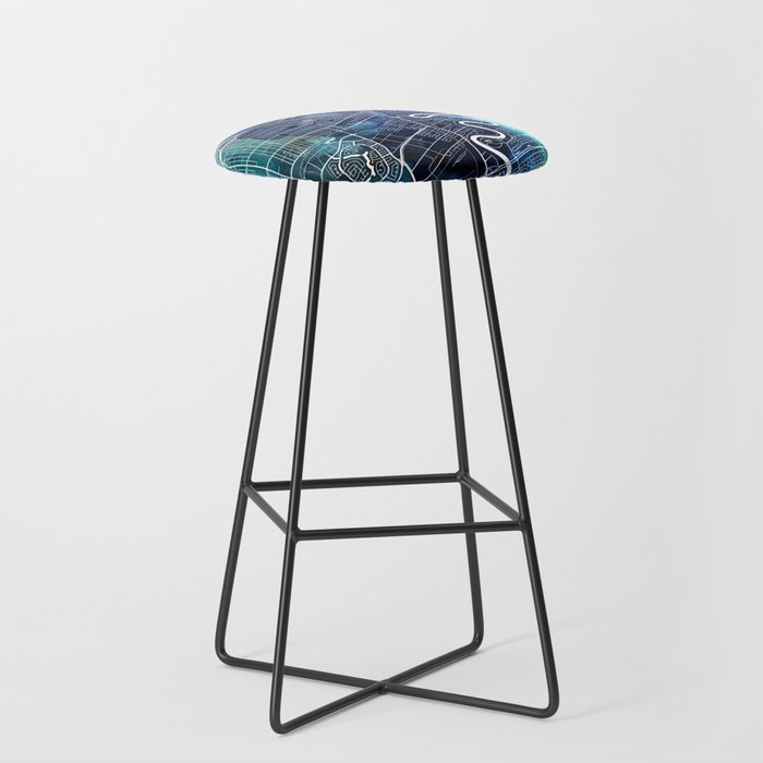 Winnipeg Map Navy Blue Turquoise Watercolor Winnipeg Canada City Map Bar Stool