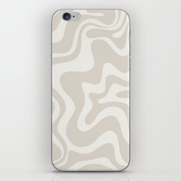 Liquid Swirl Contemporary Abstract Pattern in Mushroom Cream iPhone Skin