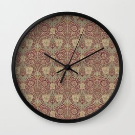 William Morris Honeysuckle & Tulip Red and Gold Wall Clock | Pattern, Retro, Leaves, Williammorris, Patterns, Antique, Chintz, Victorian, Botanical, Style 
