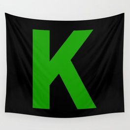 Letter K (Green & Black) Wall Tapestry