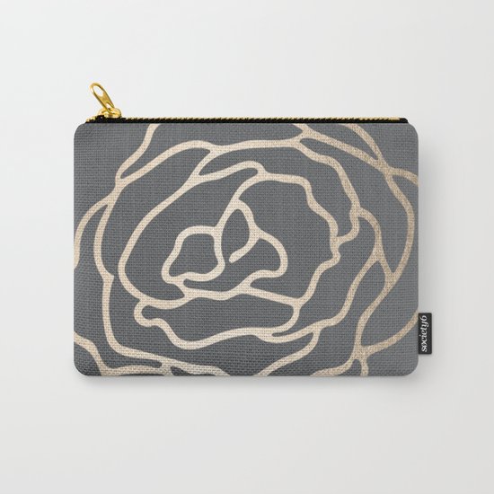 Rose White Gold Sands on Storm Gray Carry-All Pouch
