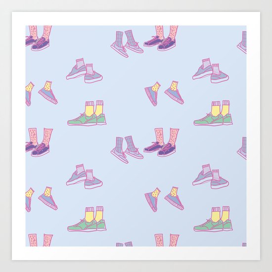 Pastel Walking Sneakers Art Print