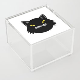 Creepy black cat cartoon animal illustration Acrylic Box