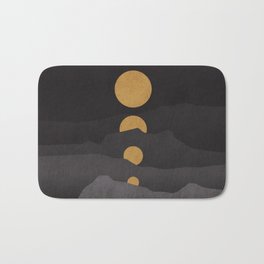 Rise of the golden moon Bath Mat | Cubism, Landscape, Geometric, Rising, Vintage, Abstract, Digital, Painting, Surrealism, Other 
