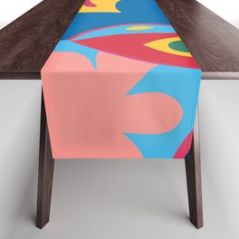 Abstract Birds and Butterflies Cut Out Illustration Colorful Minimalist Table Runner