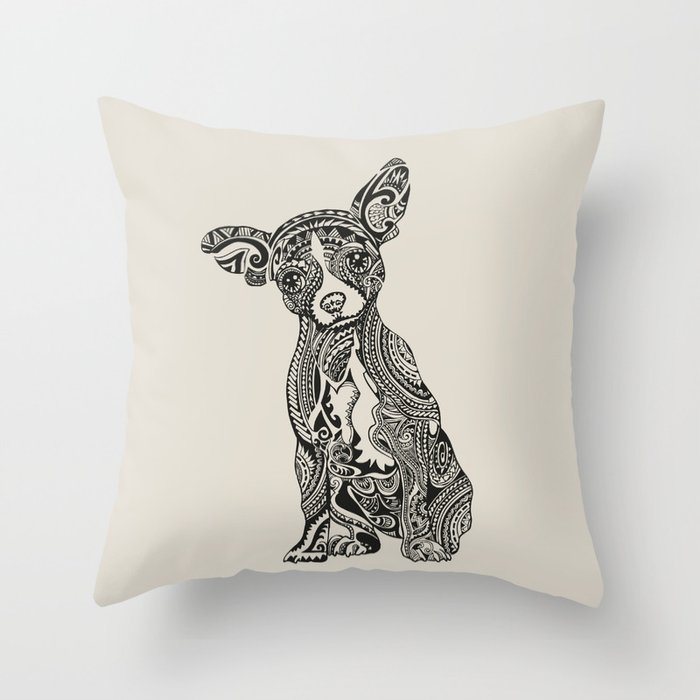 Polynesian Chihuahua Throw Pillow