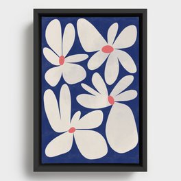 Retro floral wall art print | flowers, colorful, modern, drawing, illustration Framed Canvas