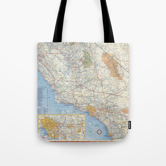 Highway Map of California - Vintage Illustrated Map-road map Tote Bag