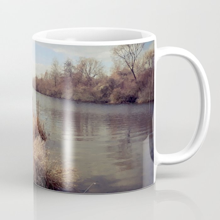 Vintage riverside landscape at the end of winter Coffee Mug