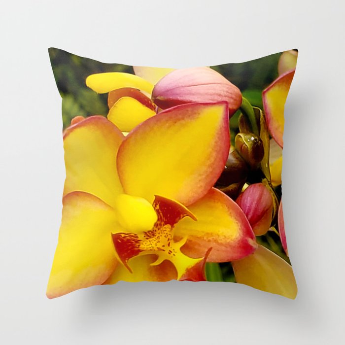 Wild Yellow Orchid Throw Pillow