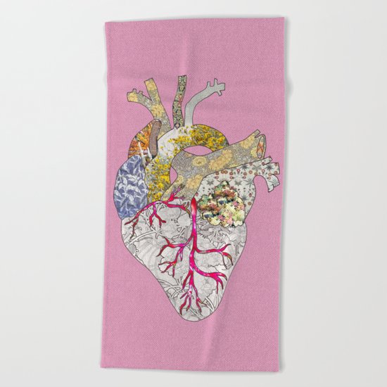 my heart is real Beach Towel
