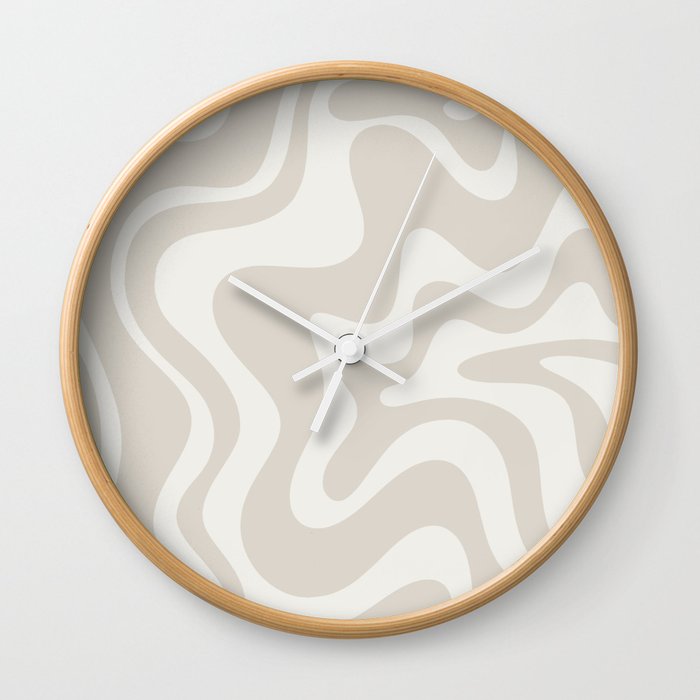 Liquid Swirl Contemporary Abstract Pattern in Mushroom Cream Wall Clock