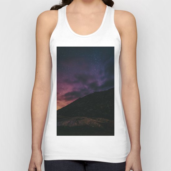 Night sky #stars #mountains Unisex Tank Top