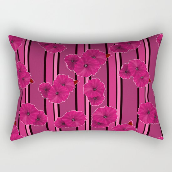Floral pattern on striped background Rectangular Pillow