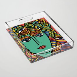 The Empress Pop Art Cubism Tarot Card by Emmanuel Signorino Acrylic Tray