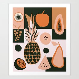Retro still life of fruits Art Print
