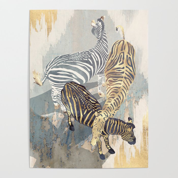 Metallic Zebras Poster