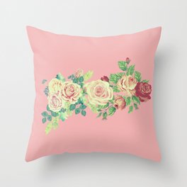 retro-floral  Throw Pillow