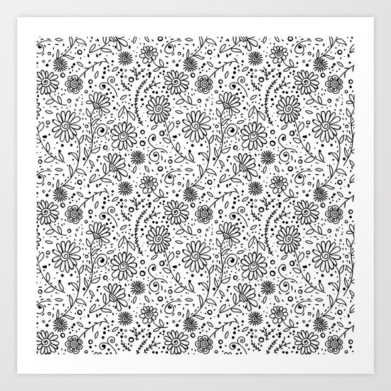 Doodle floral pattern Art Print