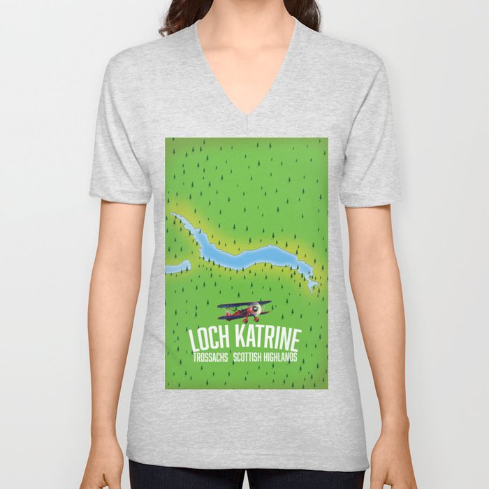 Loch Katrine Trossachs Scottish Highlands V Neck T Shirt