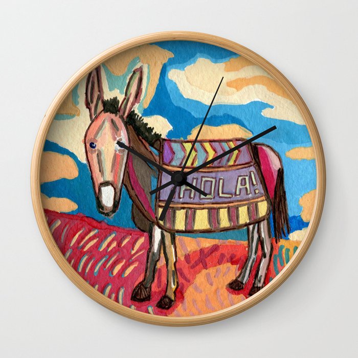 'HOLA' Donkey Wall Clock