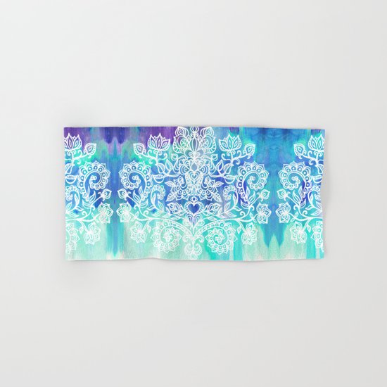 Indigo & Aqua Abstract - doodle painting Hand & Bath Towel
