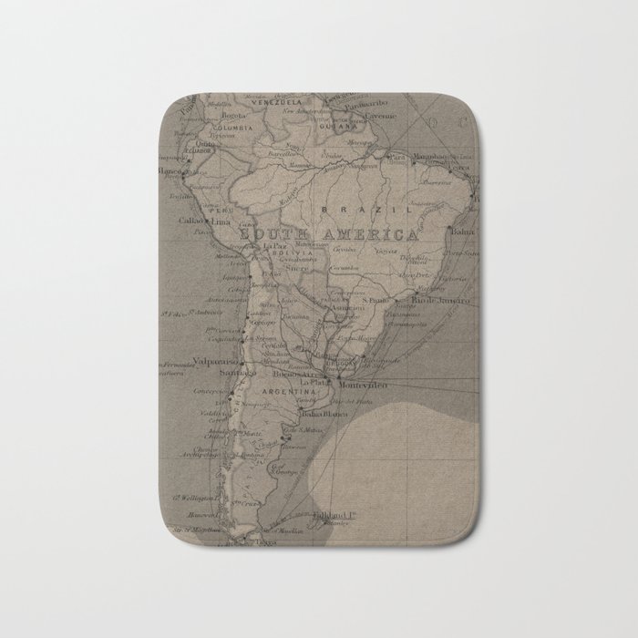 Vintage South America Map Bath Mat