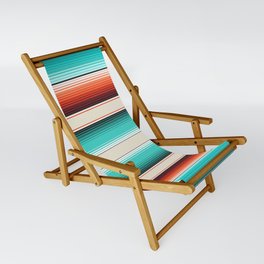 Navajo White, Turquoise and Burnt Orange Southwest Serape Blanket Stripes Sling Chair