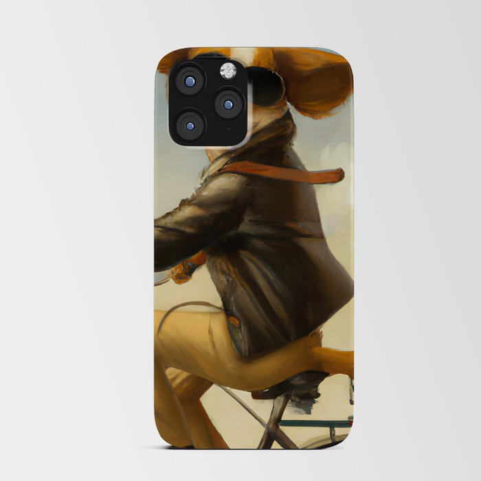 Anthropomorphic dog riding a bicycle iPhone Card Case